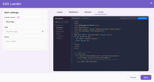 Tractikum — Встроенный редактор лендингов